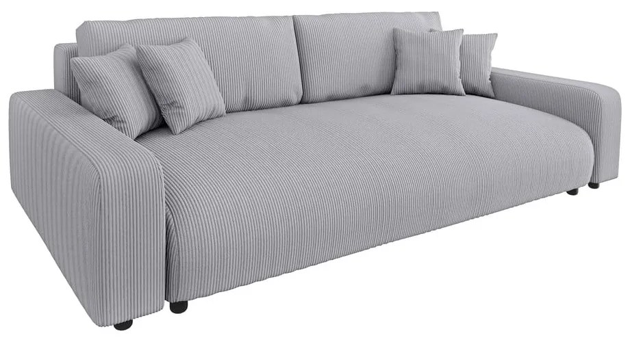 Svetlosivá menčestrová rozkladacia/s úložným priestorom pohovka 234 cm Sara – Ropez