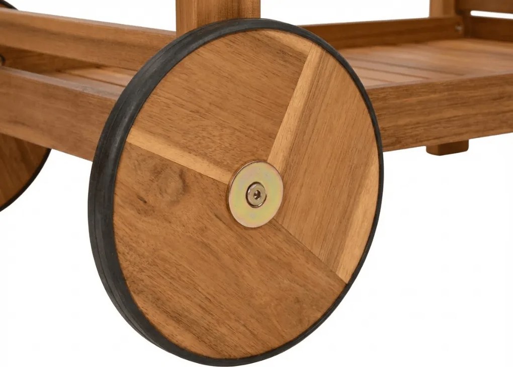 Záhradný servírovací stolík na kolieskach GRIL PARTY, akáciové drevo