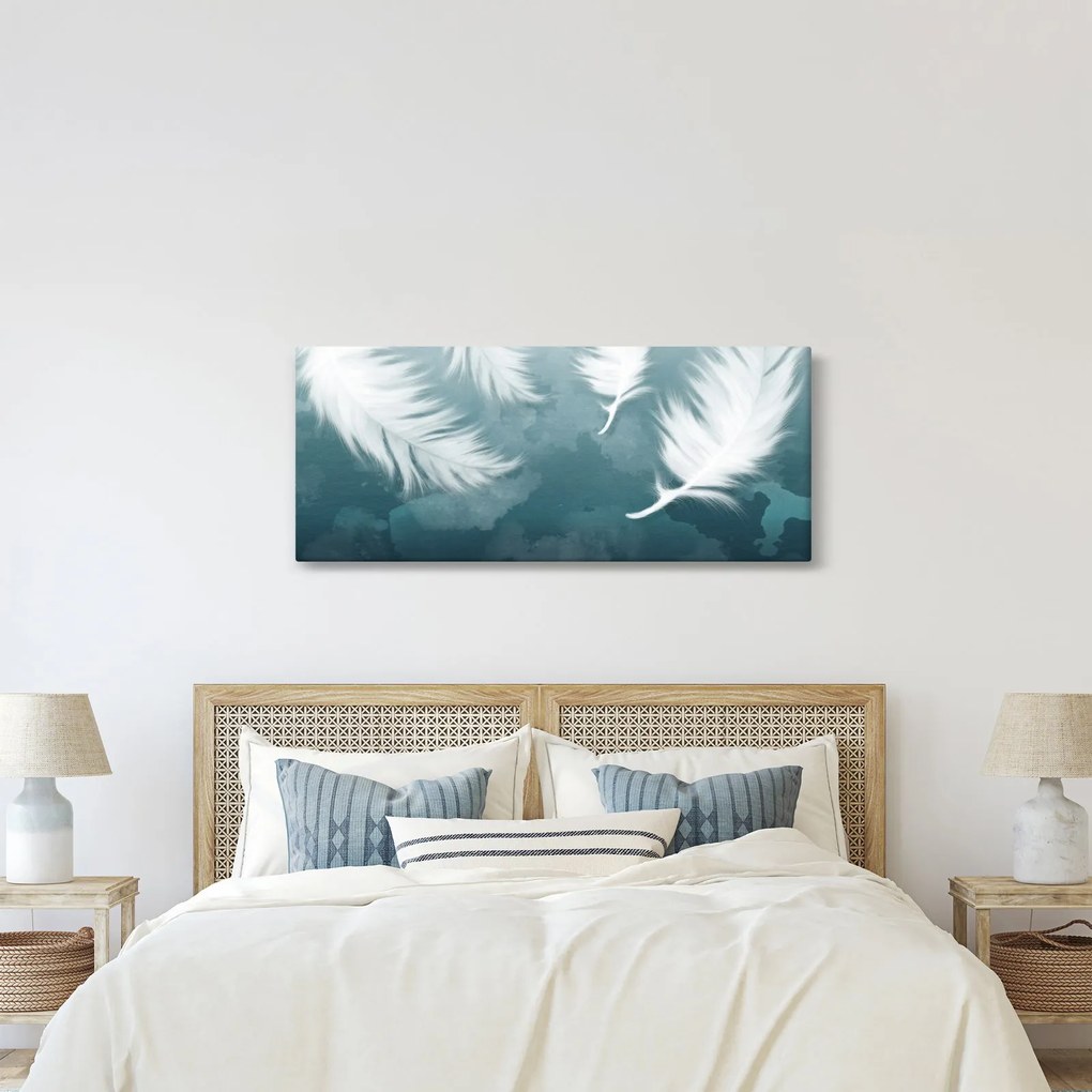 Obraz - Biela pierka (120x50 cm)