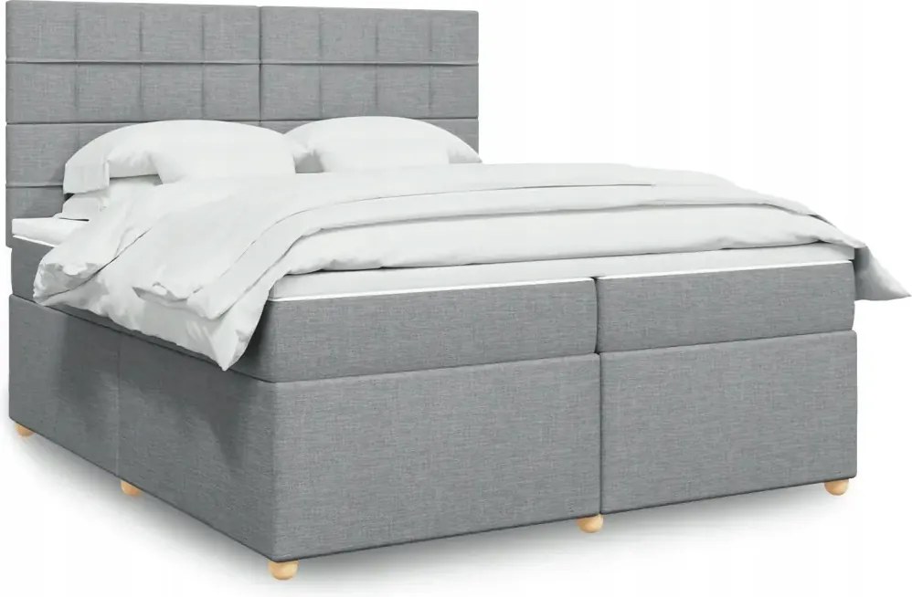 vidaXL Posteľný rám boxsping s matracom bledosivý 200x200 cm látka