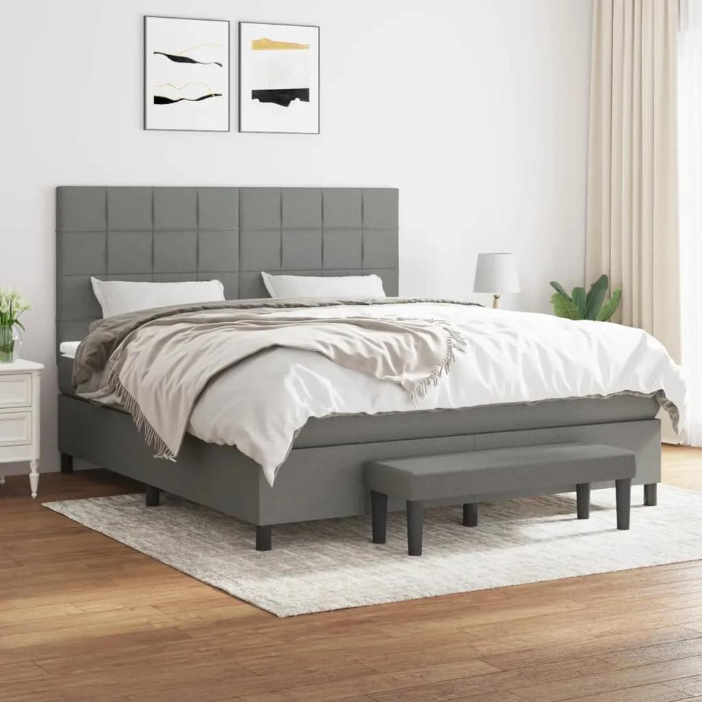 Boxspring posteľ s matracom tmavosivá 180x200 cm látka 3136614