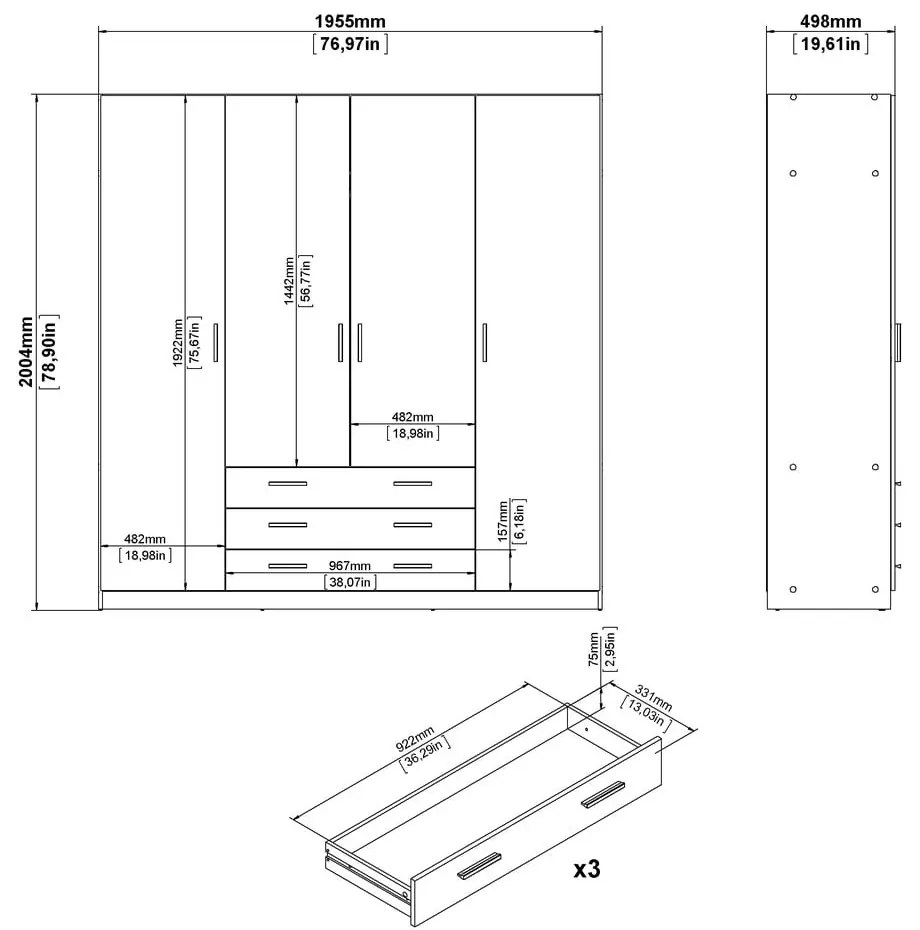 Šatníková skriňa v dekore duba v prírodnej farbe 196x200 cm Sprint – Tvilum