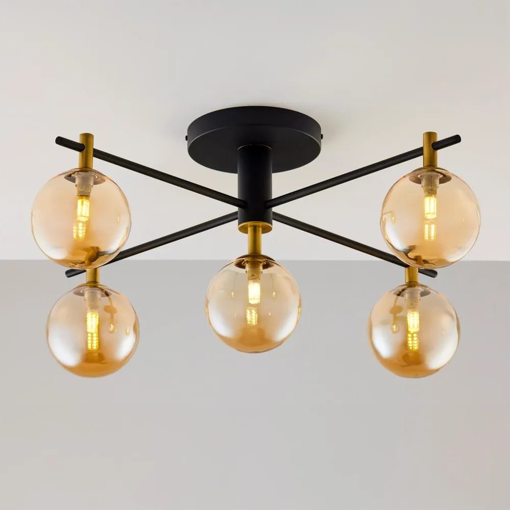 Jupiter 2032 - Prisadený luster FIGARO 5xG9/10W/230V čierna/zlatá/béžová