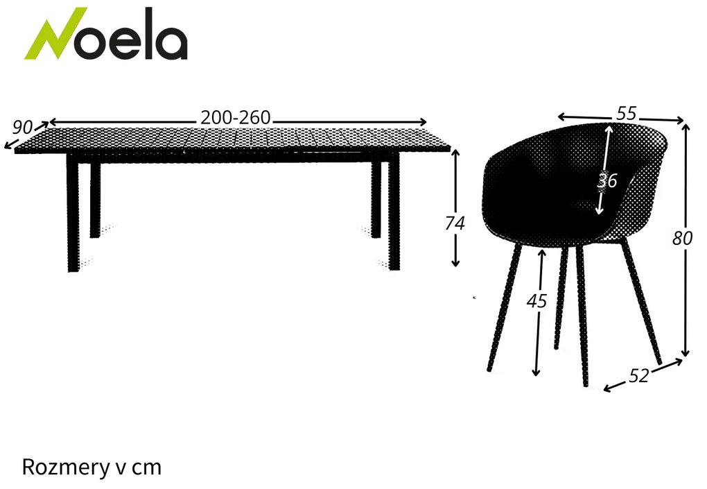Noela Záhradný jedálenský set Grande Lungo + 10x stolička Rikke
