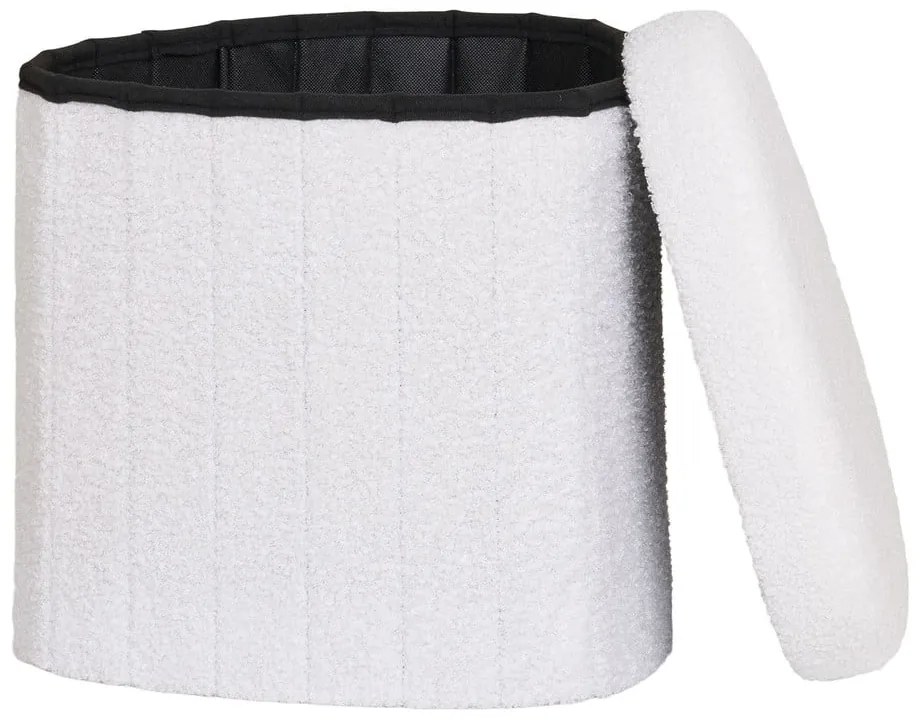 Biely taburet z textílie buklé Medford – House Nordic