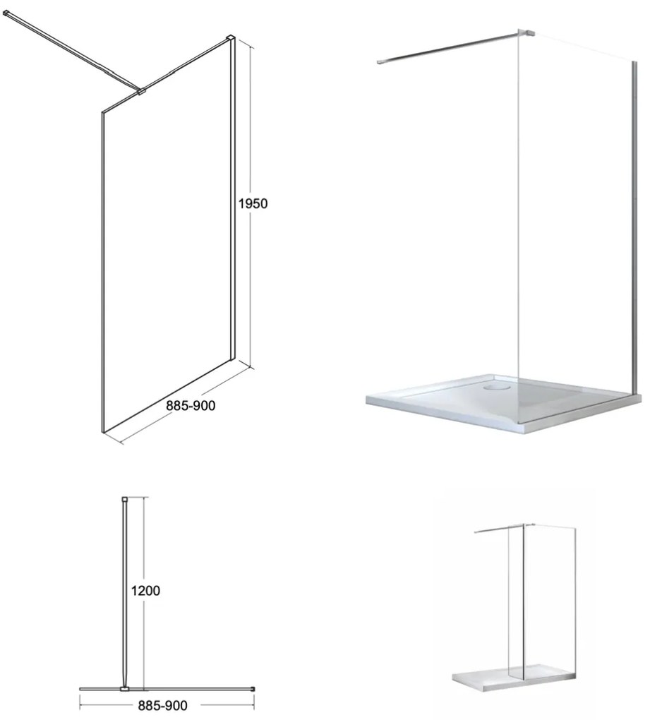 D‘Eluxe - SPRCHOVÉ ZÁSTENY - Sprchová zástena WALKER WP44N 90-140xcm sprchové zásteny Walk In číre 8 čierna univerzálna - ľavá/pravá 120cm 130 195 130x195