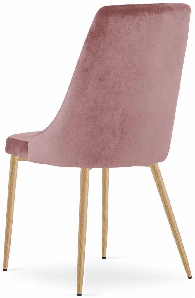 Stolička IMOLA - ružový zamat / nohy vo farbe dreva x 3 9401 71 00 00