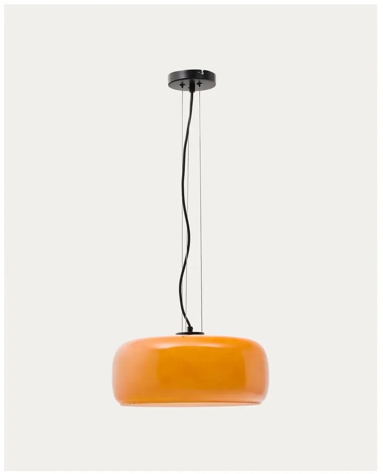 Oranžové LED závesné svietidlo so skleneným tienidlom ø 38 cm Reig – Kave Home