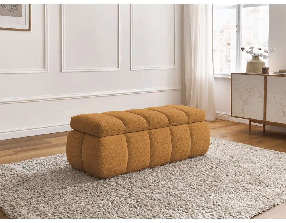 Okrovožltá lavica z textílie buklé – Bobochic Paris