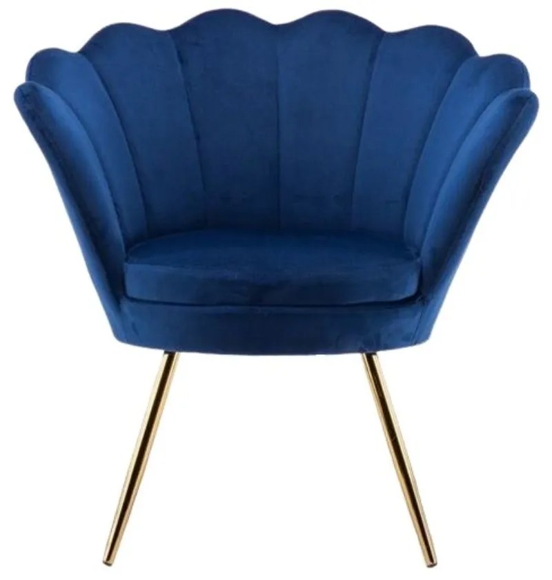LuxuryForm DESIGN Kreslo FREY VELUR so zlatými nohami - modré