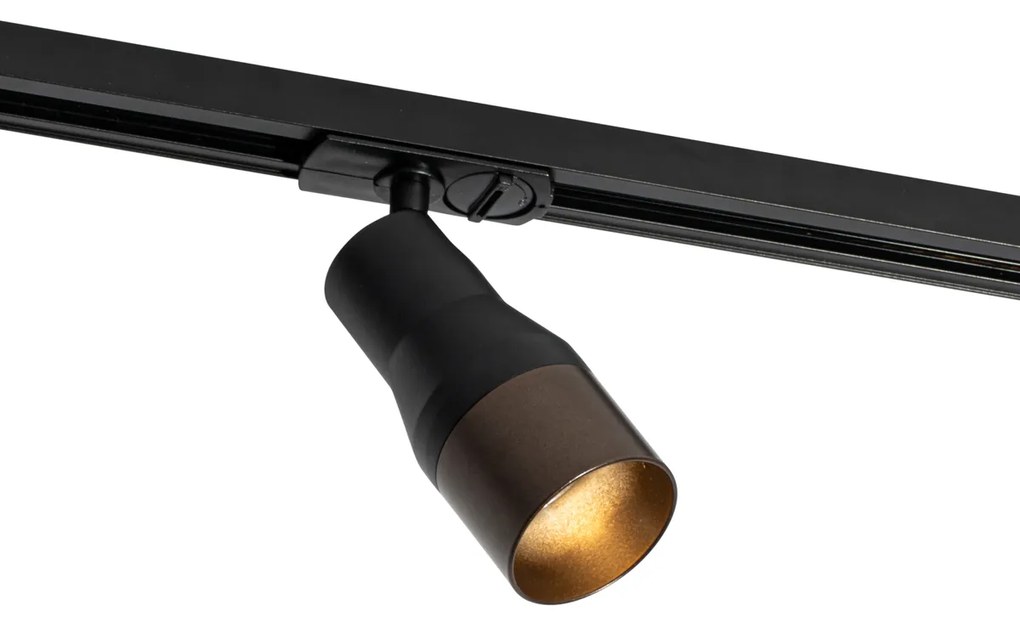 Moderné bodové svetlo čierne s tmavou bronzou pre koľajnicový systém 1-fázový - Iconic Kohua