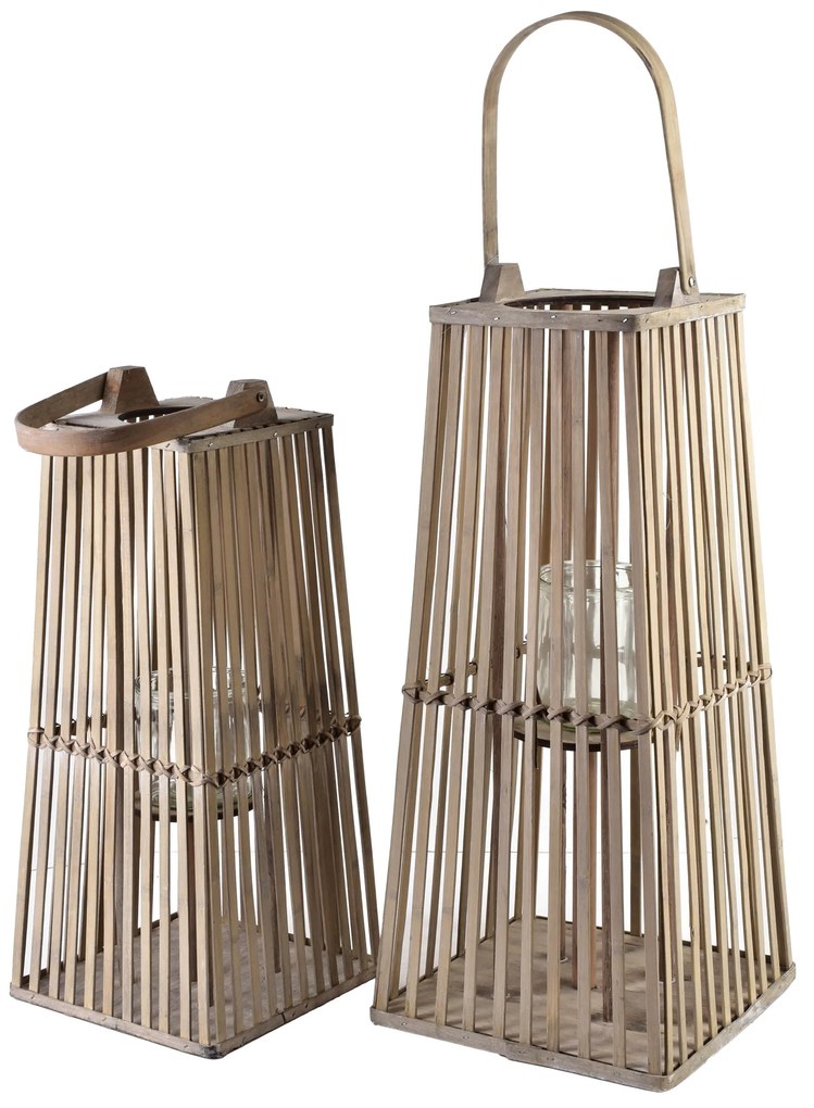 Proutěná lucerna LUCIE Grey 26,5x57 cm šedá