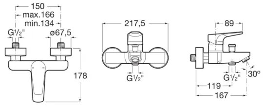 Roca A5A0290C00 - Vaňová batéria ATLAS lesklý chróm