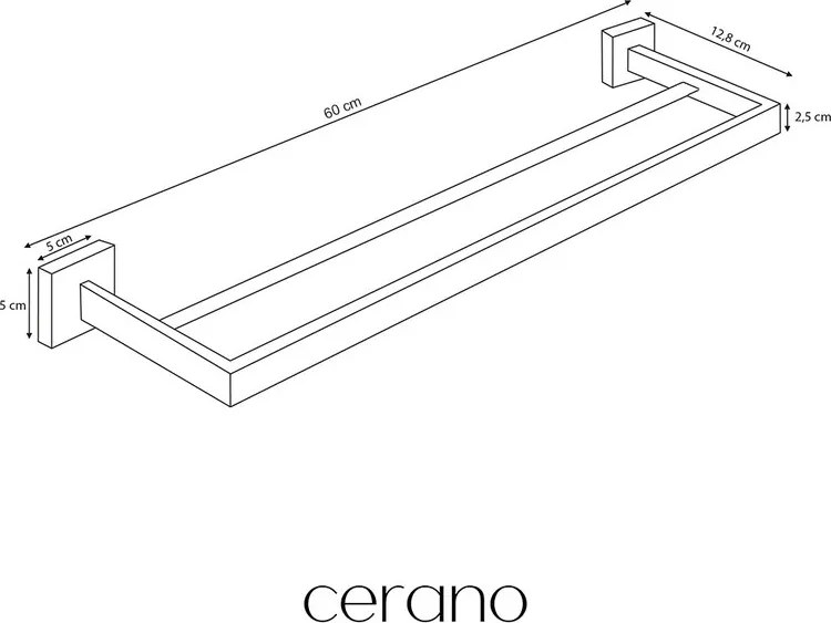 CERANO - Nástenný držiak na uteráky Alto, 60 cm, čierna matná, CER-CER-479326