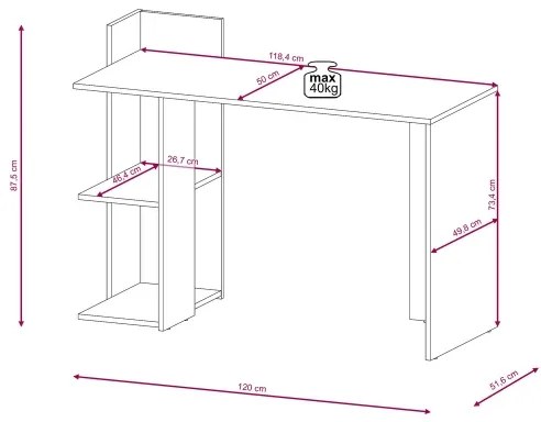 Písací stôl MARLO sivý betón/biela