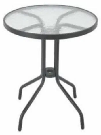Stôl NINA 60cm, kov+sklo, čierny