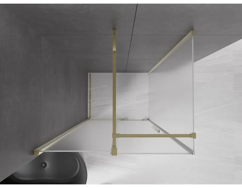 Mexen Velar, sprchový kút s posuvnými dverami 140 x 90 cm, 8mm sklo námraza, zlatá lesklá, 871-140-090-31-50