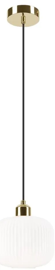 Luster na lanku HARMA 1xE27/15W/230V pr. 20 cm biela/zlatá