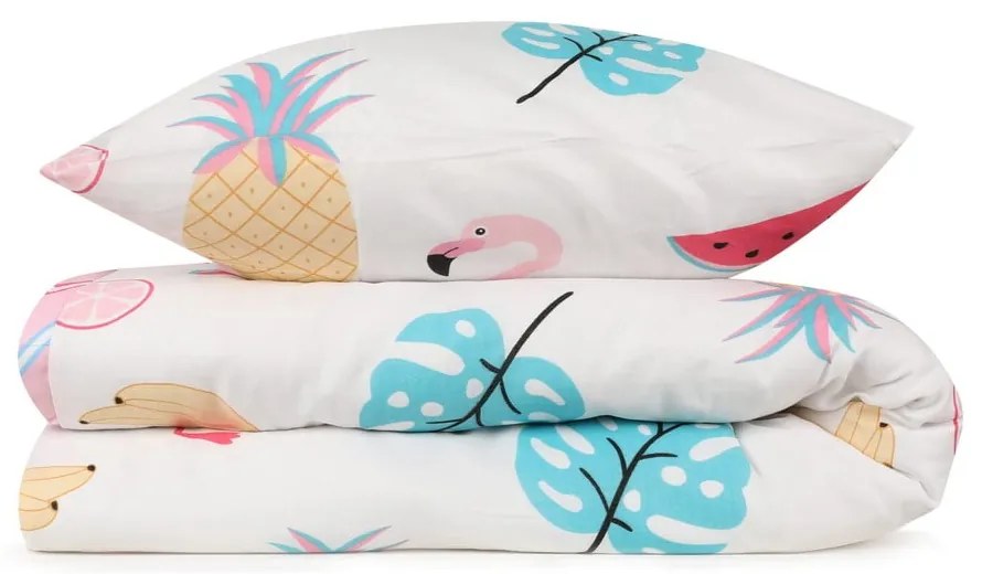 Bielo-ružové detské obliečky na jednolôžko 140x200 cm Kokteyl – Mijolnir