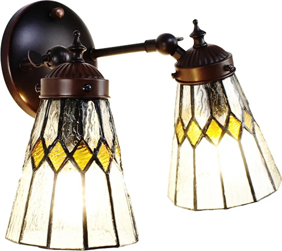 Nástenná Tiffany lampa 2 tienidlá žlté detaily Yello - 30*23*23 cm E14/max 2*25W