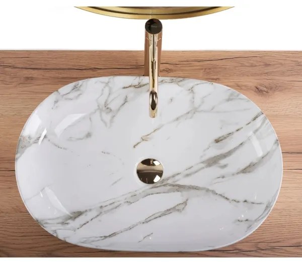 REA-U9656 - Umývadlo na dosku CLEO 41x60,5 cm keramika/mramorový dekor