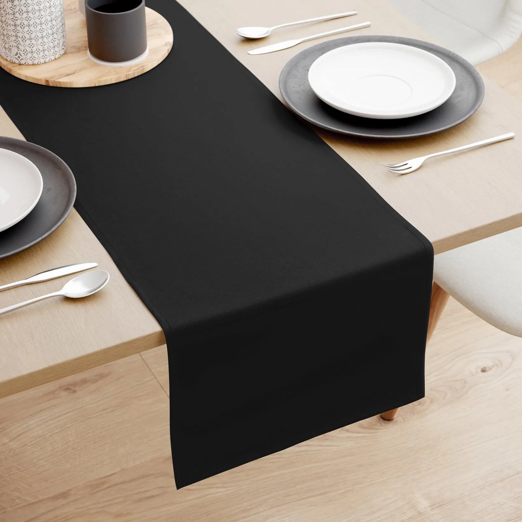 Goldea behúň na stôl 100% bavlnené plátno - čierny 20x160 cm