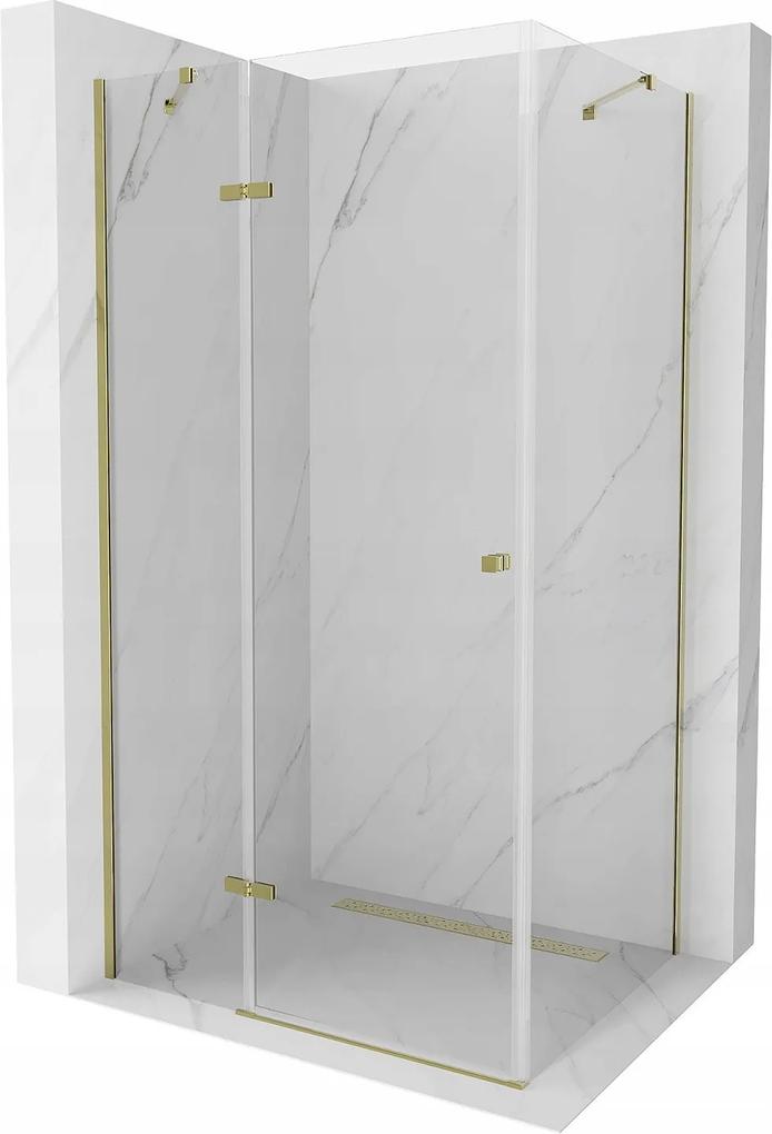Mexen Roma, sprchovací kút 90 (dvere) x 70 (stena) cm, 6mm číre sklo, zlatý profil, 854-090-070-50-00