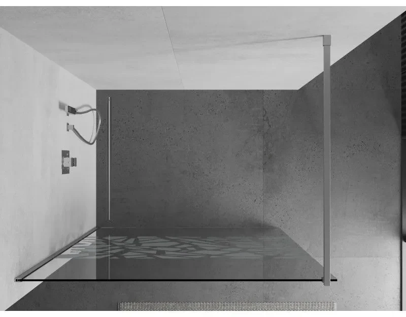 Mexen Kioto sprchová zástena 80x200 cm 8 mm, chróm, biely vzor, 800-080-101-01-85