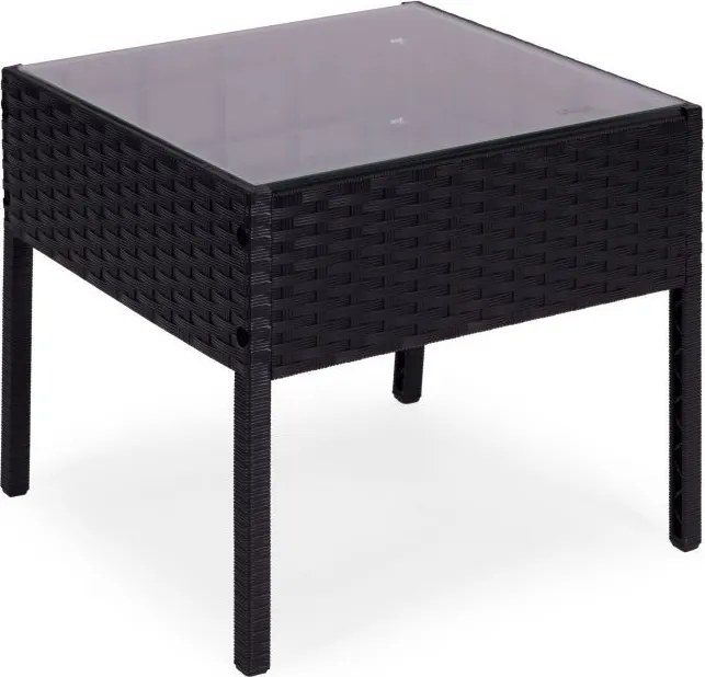 Záhradný ratanový nábytok - set 2 kreslá + stolík čierna