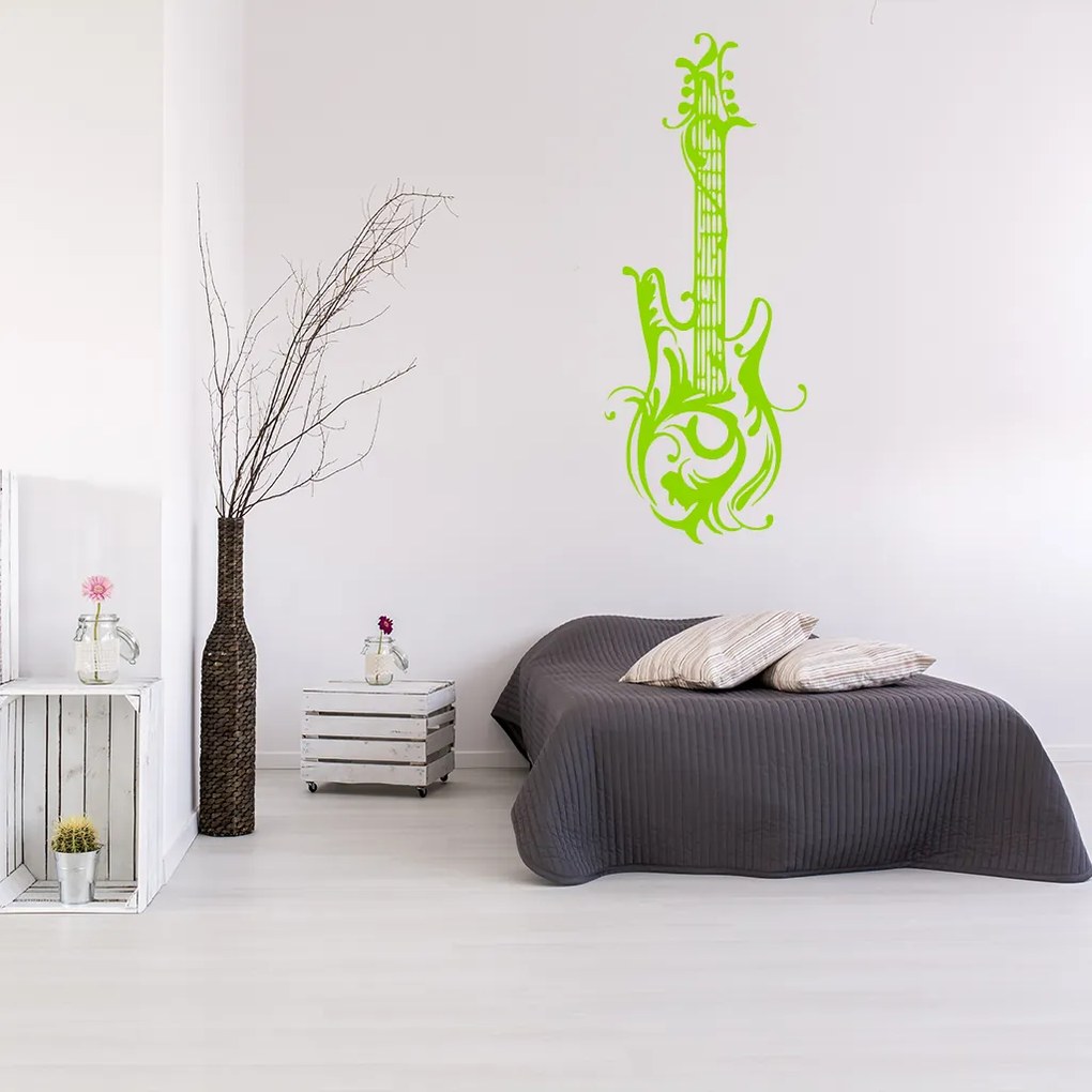 Veselá Stena Samolepka Dizajnová gitara Farba: modrá, Veľkosť: 100 x 40 cm