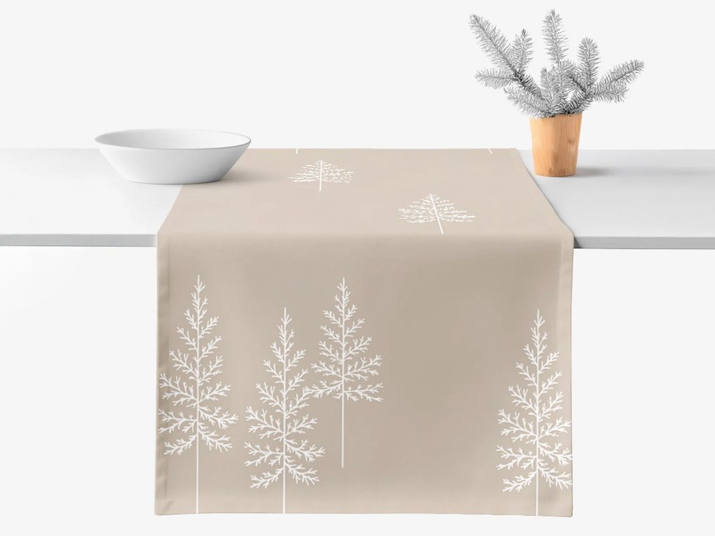 Goldea vianočný behúň na stôl z pevnej bavlny - severské stromčeky 20x140 cm