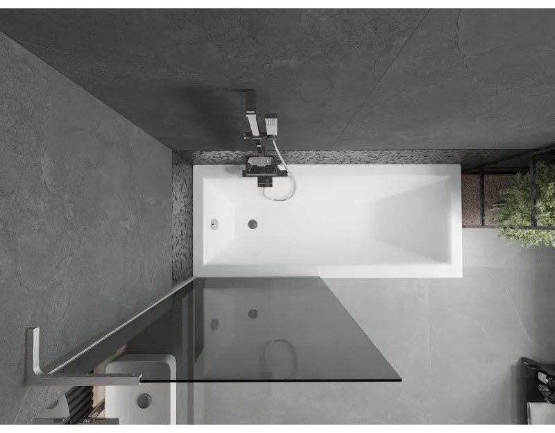 Mexen Next L, 1-krídlová vaňová zástena 80 x 150 cm, 6mm šedé sklo, 6mm číre sklo, profil brúsená oceľ, 895-080-000-03-40-97