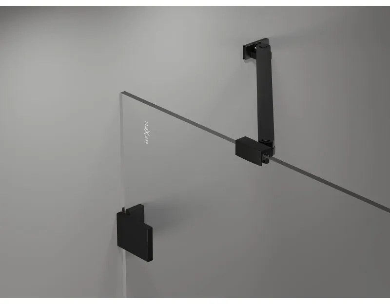 Mexen Lunar-F, pravé skladacie sprchové dvere 135 cm, 8mm číre sklo, čierny matný profil, 836S-135-050-70-00-P