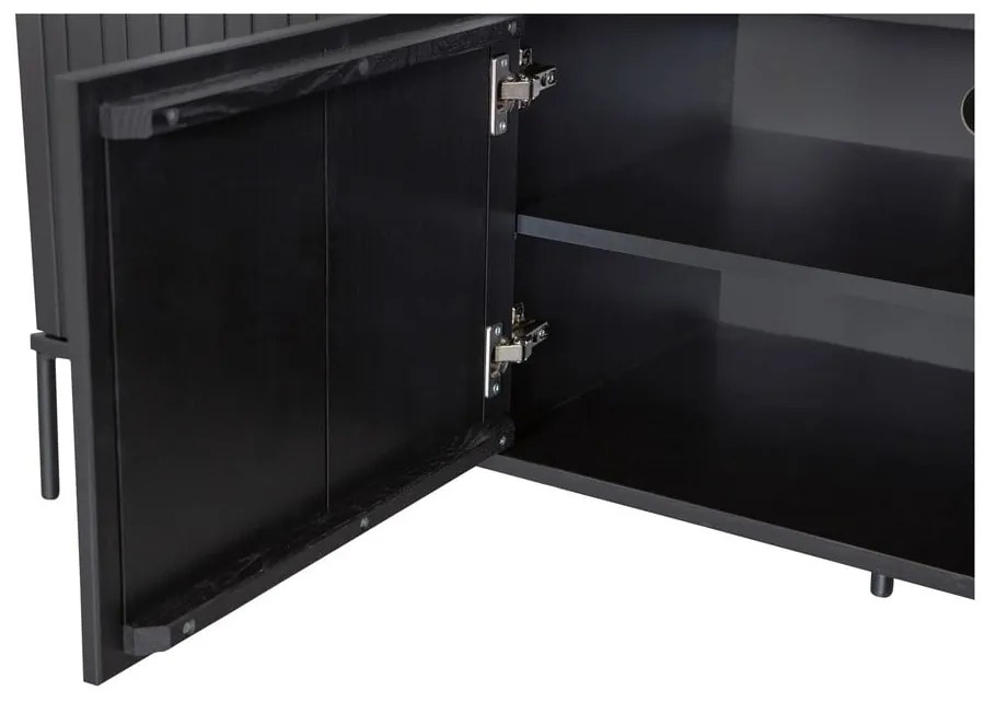 Čierny TV stolík z borovicového dreva 150x56x44 cm Gravure – WOOOD