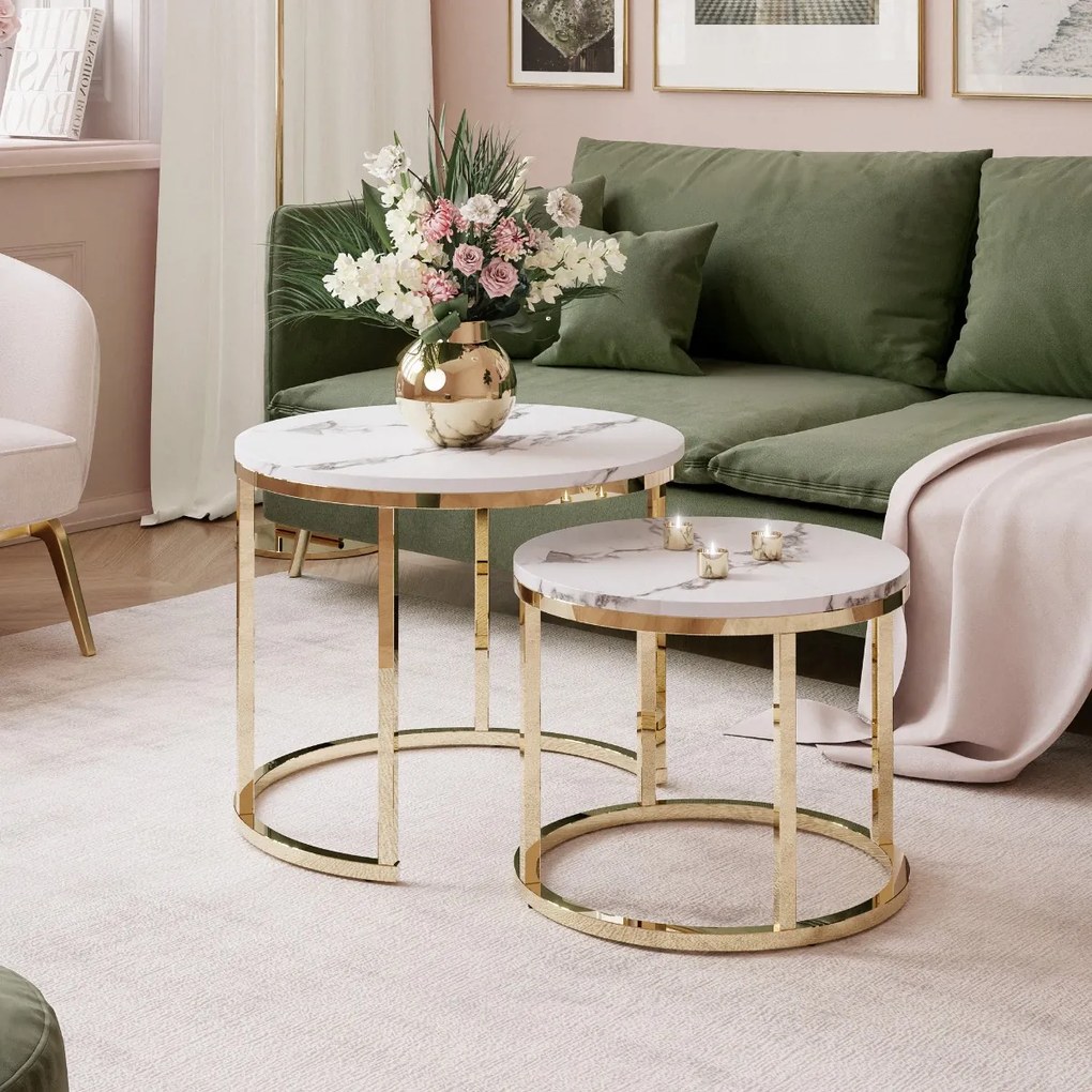 SADA KONFERENČNÝCH STOLÍKOV 2V1 SELMA MRAMOR + ZLATÝ LESK