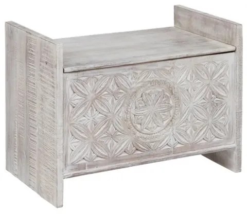 furniture-nabytek.cz - Masívna lavicová truhla Mackay z mangového dreva, lakovaná, biela – 71×40×55 cm