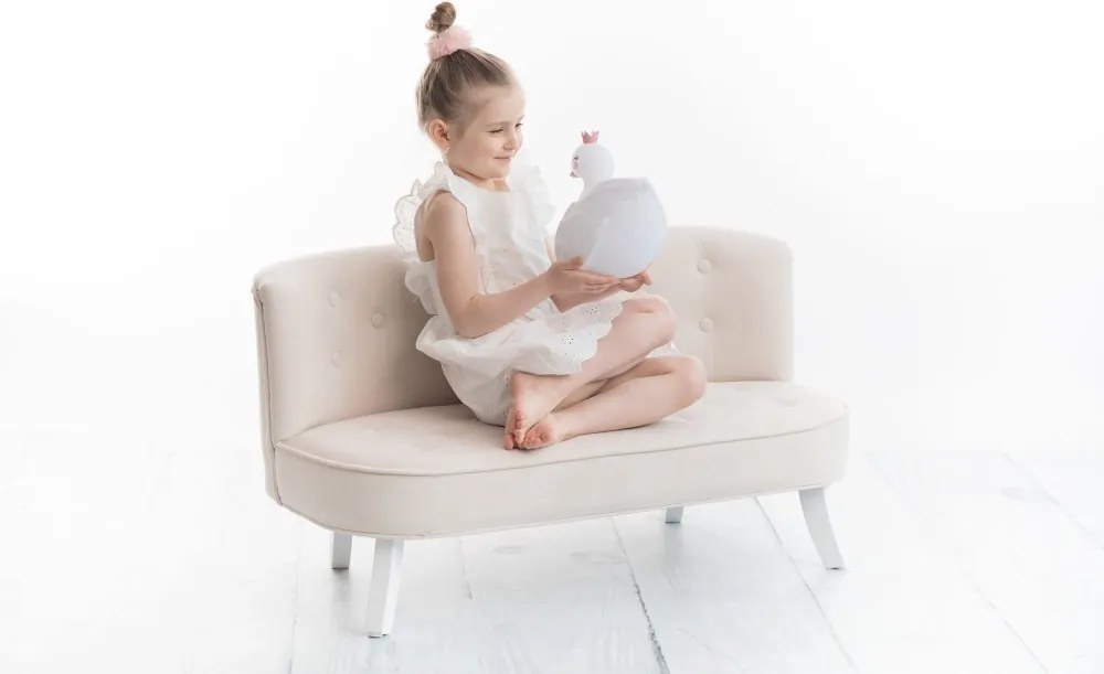 Detská zamatová sedačka béžová 17 cm a 25 cm Biela