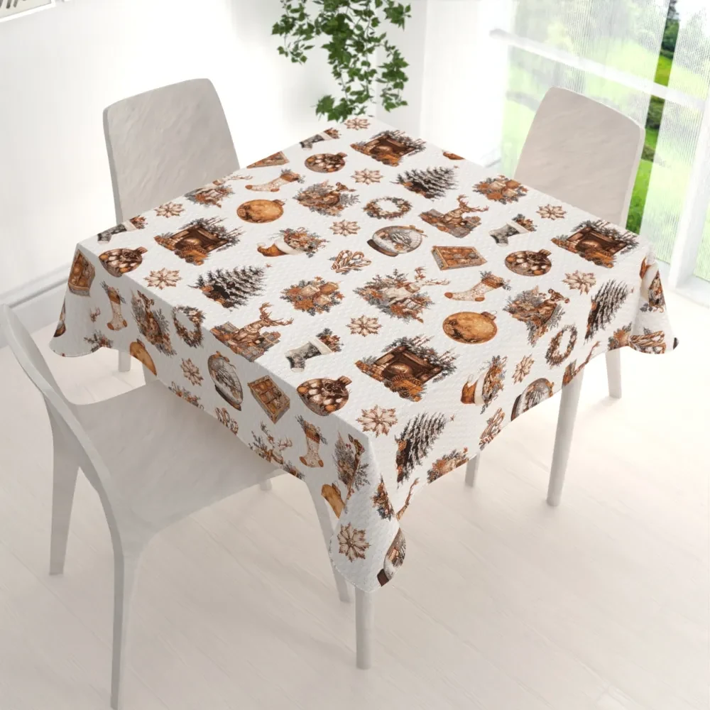 Biante Bavlnený štvorcový obrus Sandra SA-543 Vianočná atmosféra 130x130 cm