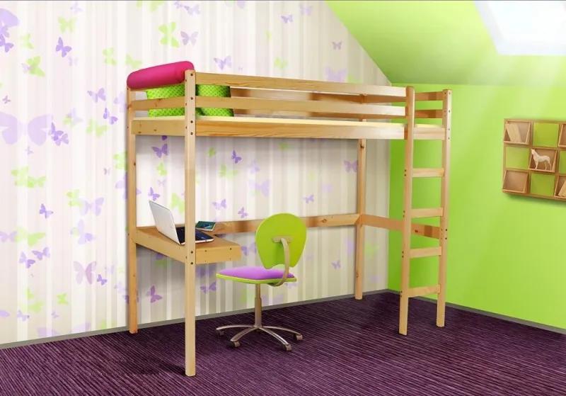 HU Timo natura detské poschodové postele s písacim stolom