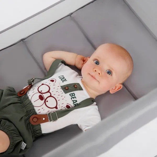 KINDERKRAFT - Cestovná postieľka Baby Tiger VIKI šedá