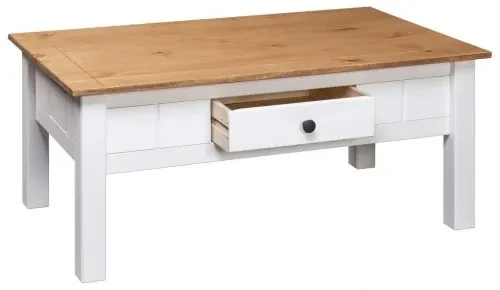 vidaXL Konferenčný stolík, biely 100x60x45 cm, borovica Panama Range-