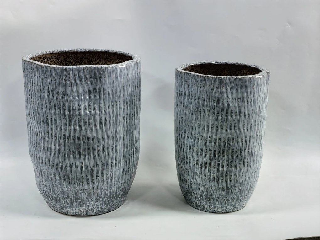 Sada 2 ks keramických květináčů NEVA XVI modrá/šedá