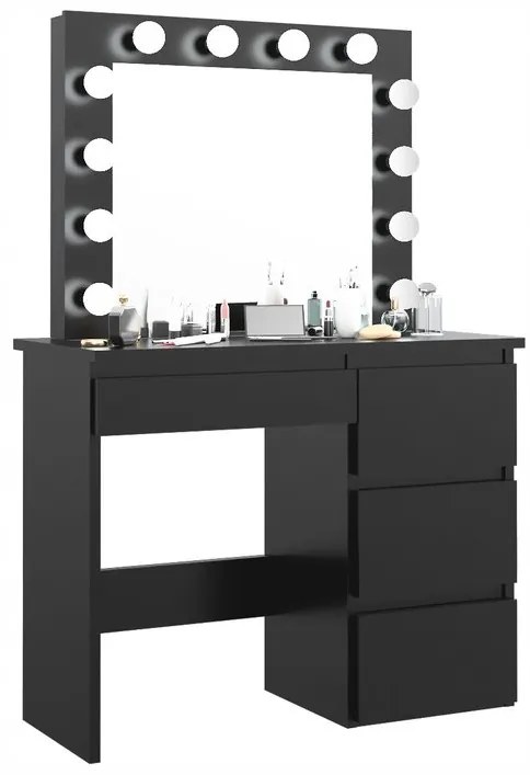 TRENDIE Toaletný stolík s osvetlením HOLLYWOOD PRO čierny