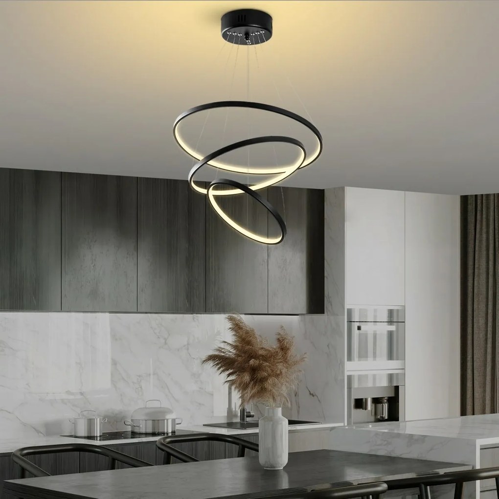 Závesný LED lustr Simit - 13697, čierna