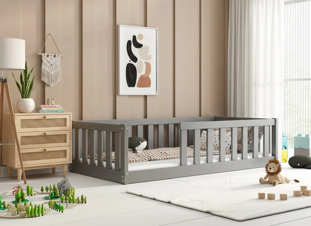 Detská posteľ BELLA SIMA 160x80 Montessori z masívu – grafitová