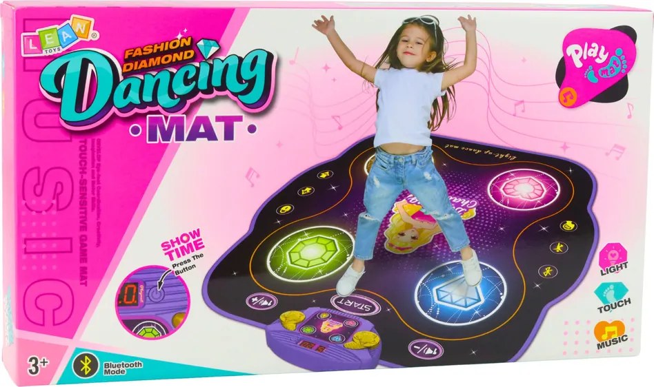 LEAN Toys Interaktívna hudobná tanečná podložka pre deti s Bluetooth, 9 úrovní hry