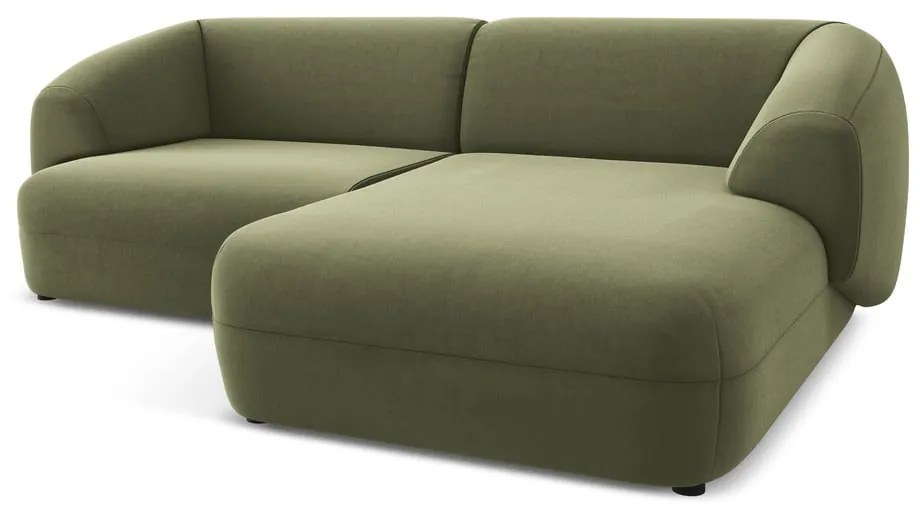 Zelená zamatová rohová pohovka (pravý roh) Moana – Makamii