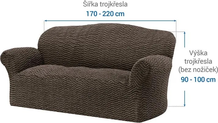 Bielastické poťahy CRISTINA oriešková trojkreslo (š. 170 - 220 cm)