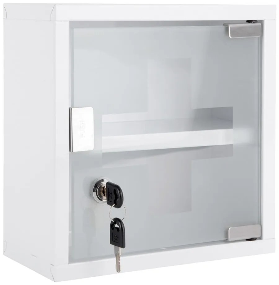 Biela kovová závesná skrinka na lieky 12x25 cm – PT LIVING