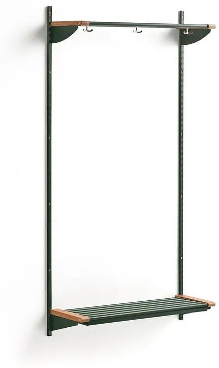 Vešiaková stena JEPPE s hornou policou, základná sekcia, 1790x900x310 mm, zelená/dub